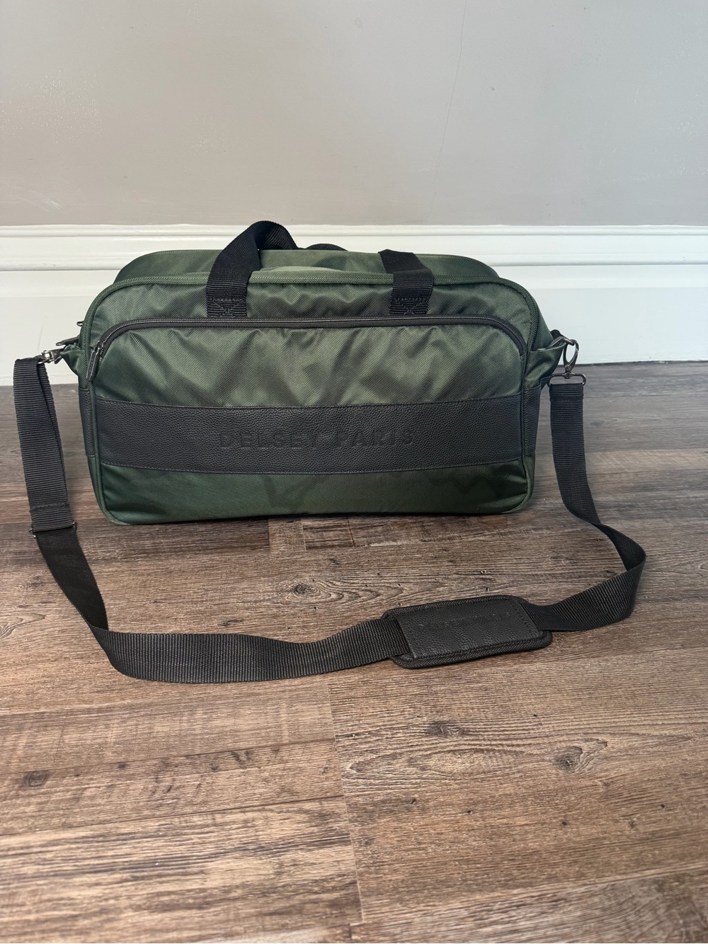 Delsey Paris Green Travel Shoulder Bag With Front and Back Pocket